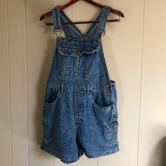 ladies denim overall shorts